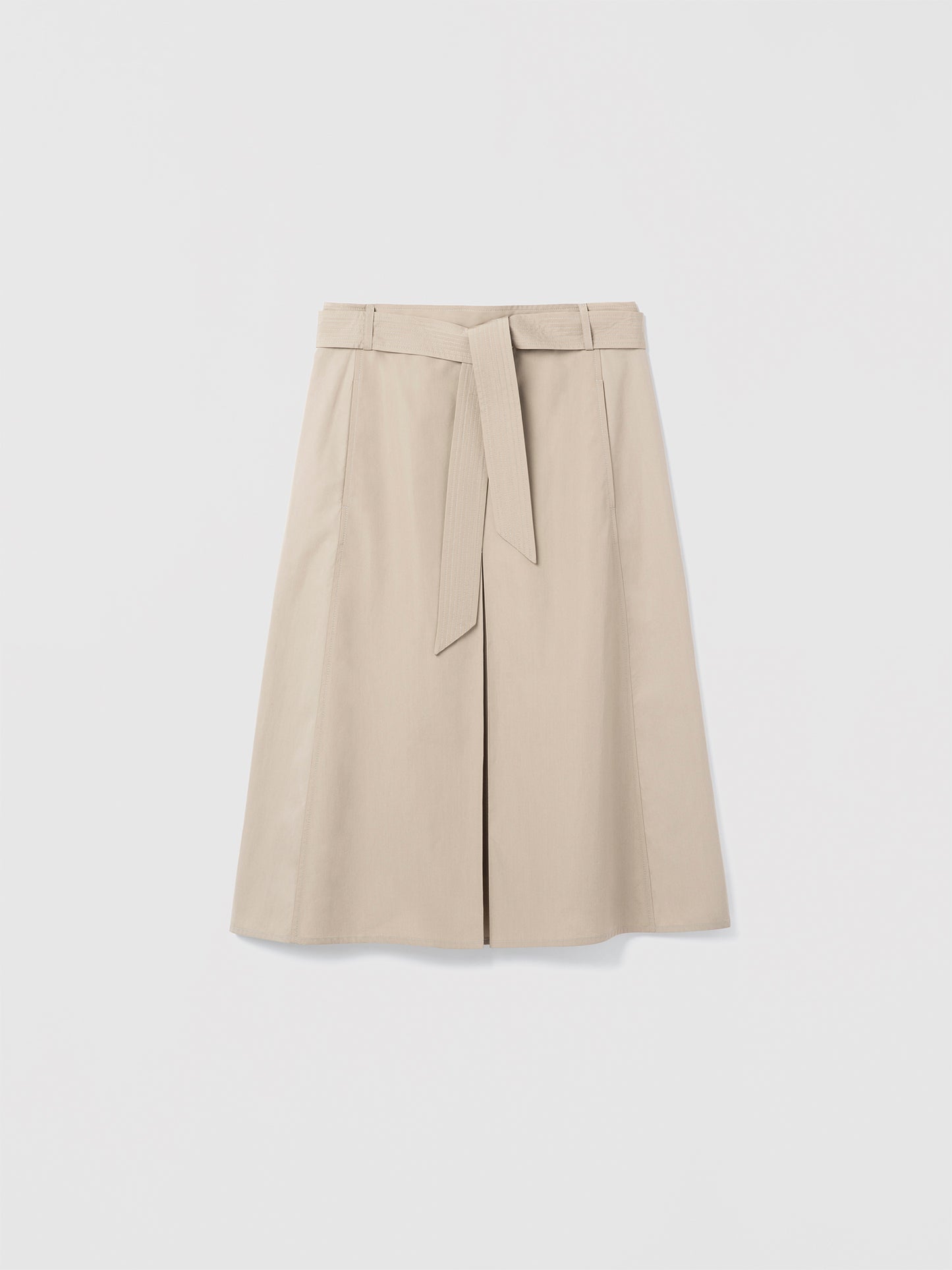 Belted poplin skirt