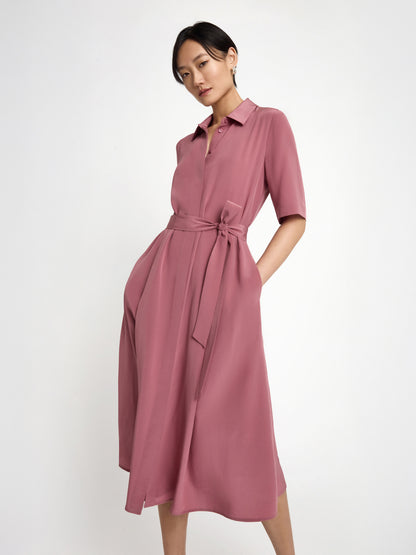 Belted silk dress