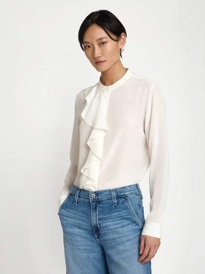 Blouse en soie à volants