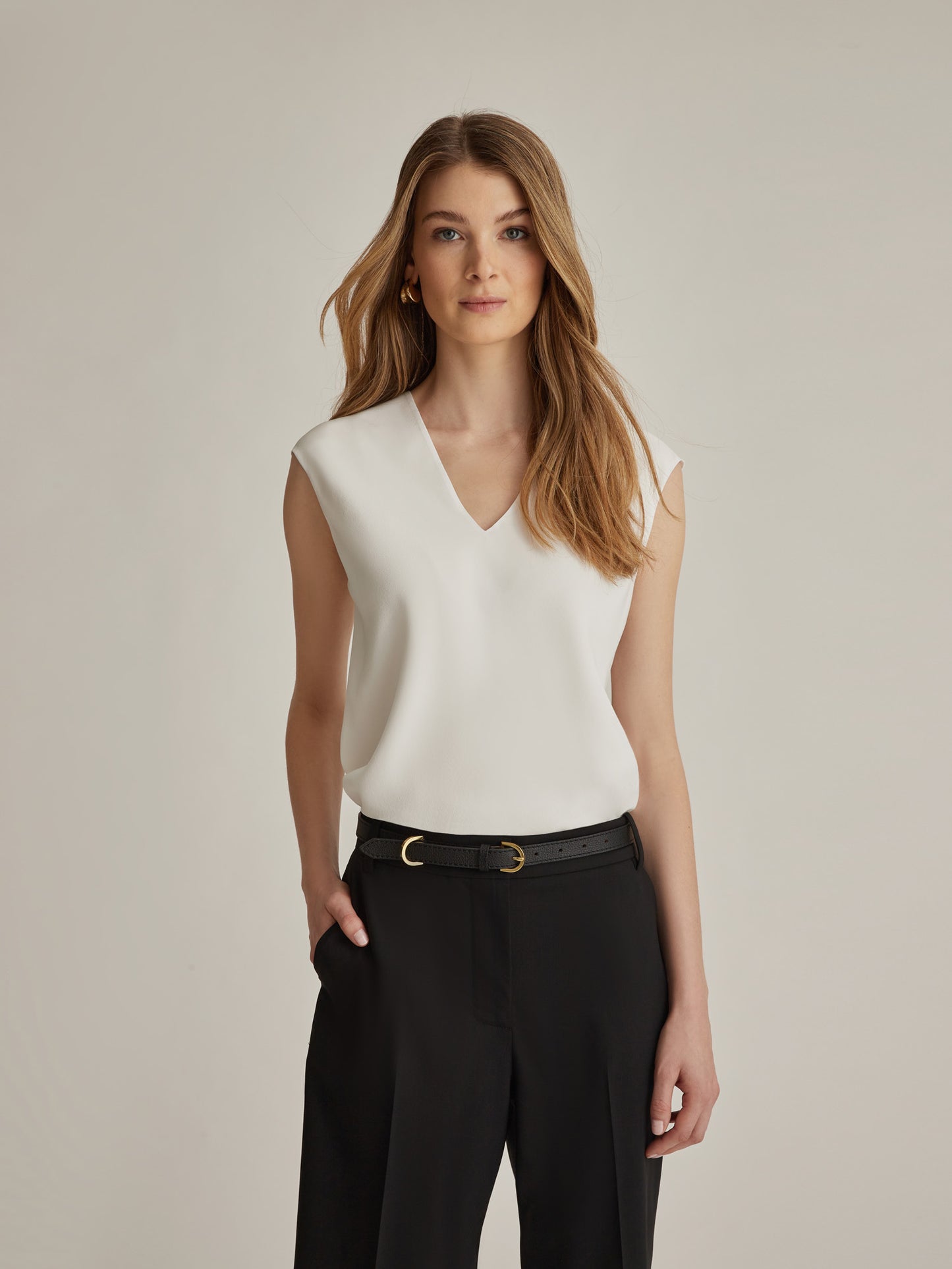 Blouse à col V en soie